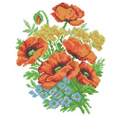 Рисунок на шелке матренин посад арт.28х34 - 4506 Букет с маками