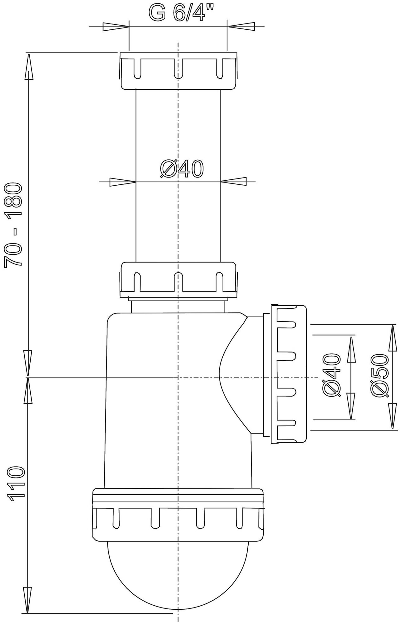 Сифон для раковины/мойки Alcaplast A443-DN50/40 - фотография № 4