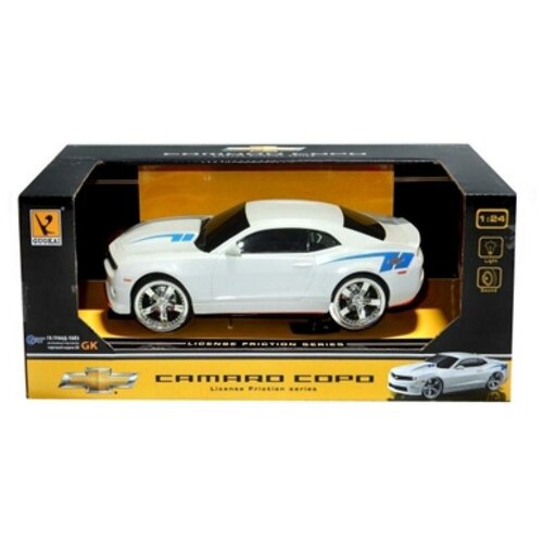 Автомобиль инерционный Camaro Copo 1:24 со светом и звуком на батарейках 866-82410А Белая