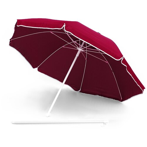 Зонт пляжный круглый складной с металлической ручкой, с клапаном, 200 см, бордовый