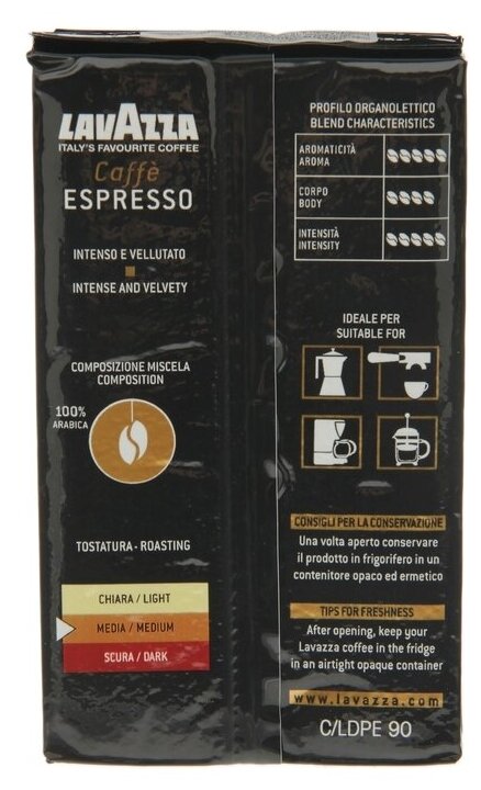 Кофе молотый Lavazza Caffe Espresso вакуумная упаковка, 250 г, вакуумная упаковка, 2 уп. - фотография № 5