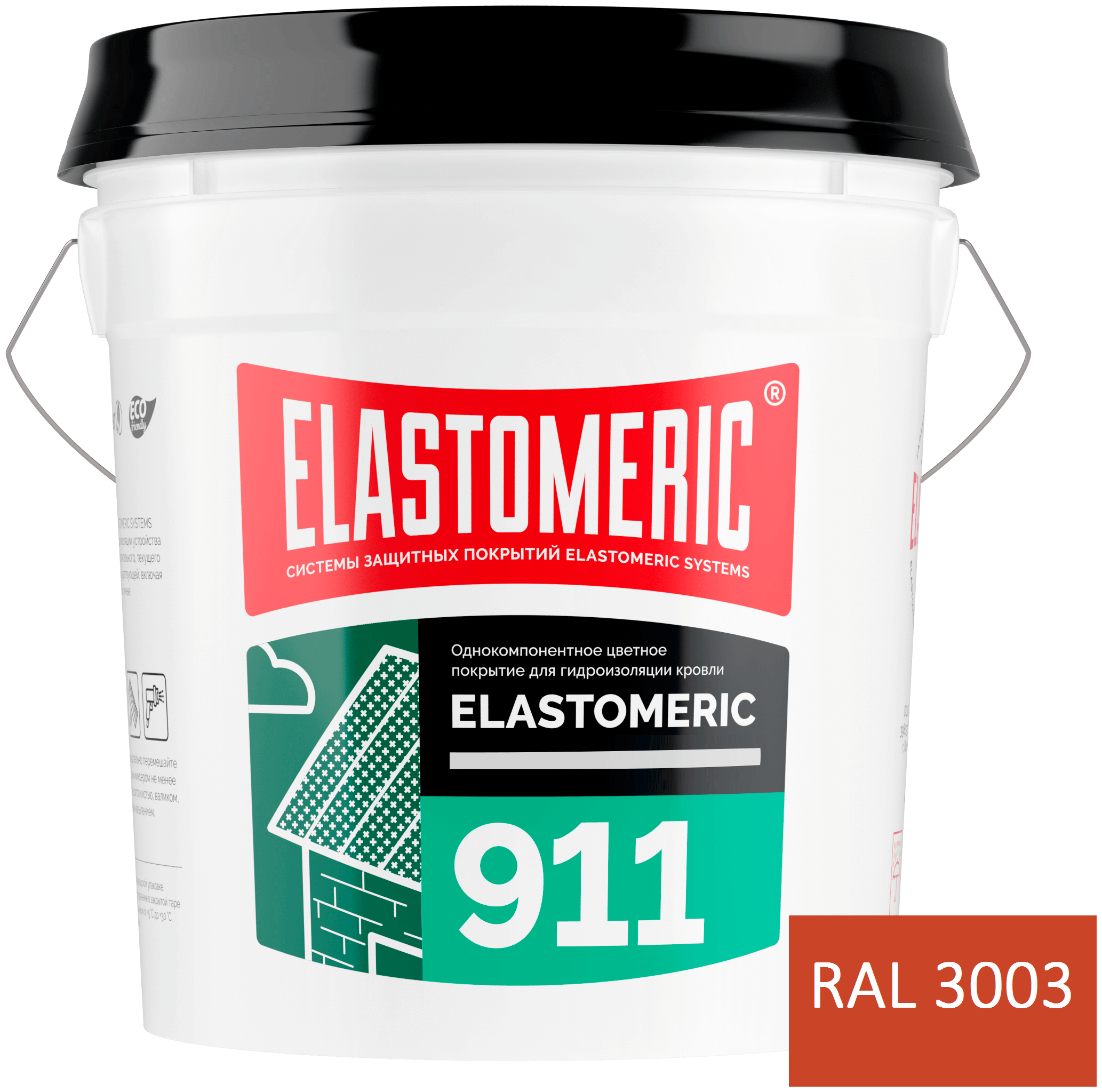 Покрытие для гидроизоляции и окраски металлических крыш Elastomeric 911 (20кг.), красный рубин - фотография № 1