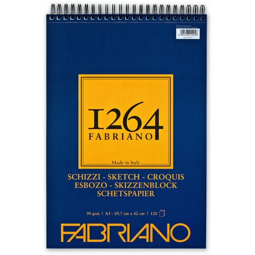 Альбом для графики Fabriano 1264 SKETCH 90г/м. кв 29,7х42 120 листов спираль по короткой стороне