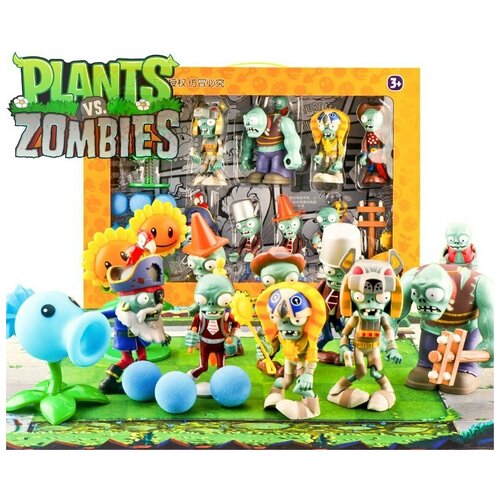 new genuine plants vs zombie 2 toys box set anime figure obstacle zombie plants pea sunflower soft rubber model battle game gift Игровой набор Зомби Против Растений инерционные игрушки Plants vs Zombie