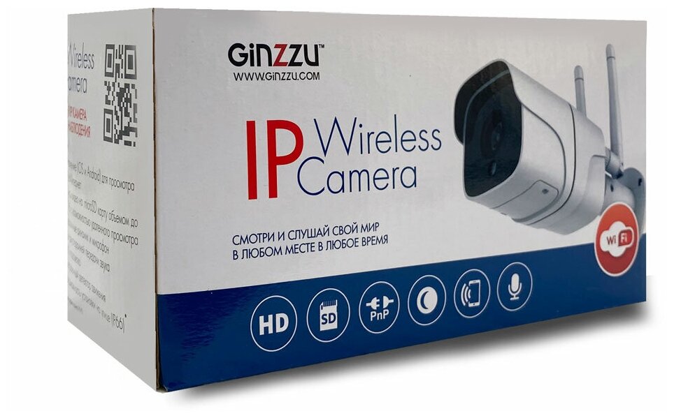 Камера в/наблюдения GINZZU HWB-2304A, WiFi 2.0Mp, 3.6mm, SD, IR 40м, IP66, мет. - фотография № 3