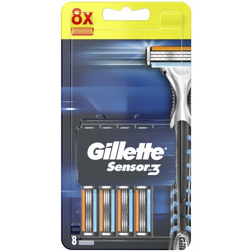 Gillette Sensor3 Сменные кассеты для бритья, 8 шт лезвия gillette платиновые плюс 5шт