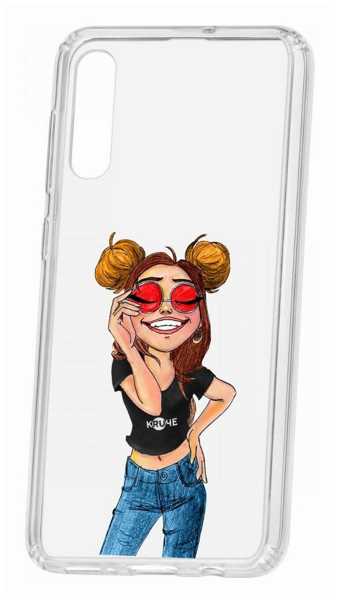 Чехол на Samsung Galaxy A50 2019 Kruche Print Smiling, защитный силиконовый бампер с рисунком, противоударный, пластиковый кейс, накладка с принтом