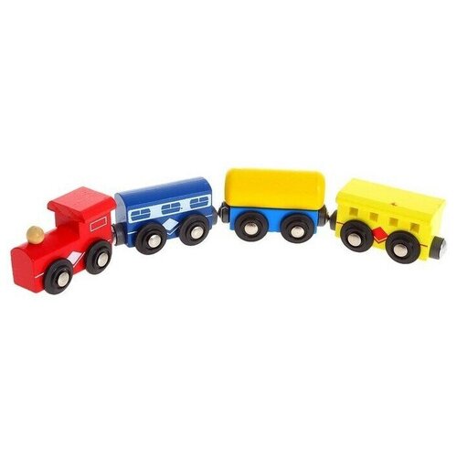 Паровоз 2 вагона и цистерна, магнитный (1 шт.) магнитный паровоз с машинками игрушка детская