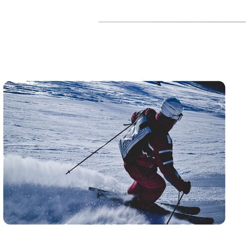 Коврик для мыши 420*290*3 CoolPodarok Лыжник Горка Торможение Палки Снег