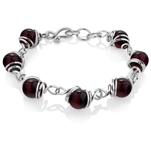 фото Amberholl яркий эффектный браслет «валенсия» из серебра с натуральным вишнёвым янтарём