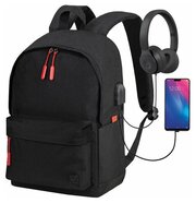 Рюкзак BRAUBERG URBAN универсальный с отделением для ноутбука, USB-порт "Energy" черный, 44х31х14 см