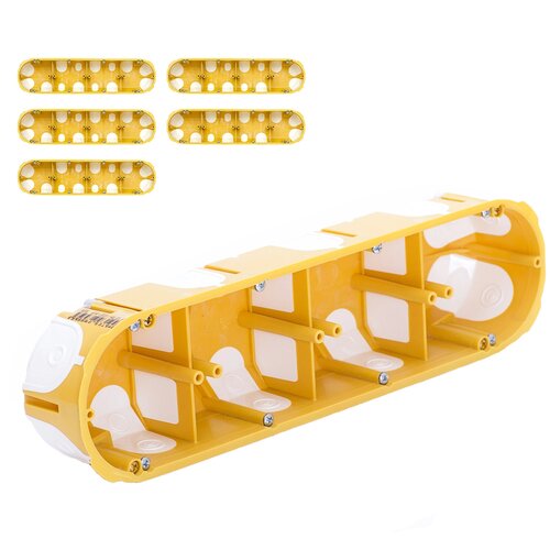 Kopos 50. Четырехместный герметичный подрозетник в дерево, гипсокартон, глубина 50 мм KPL 64-50/4LD, комплект 5 шт