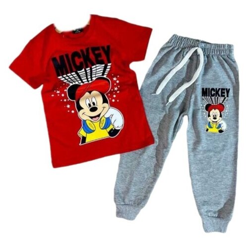 Комплект хлопковой одежды для мальчика футболка и штаны размер 120/ Производство Турция/Костюм двойка с рисунком Микки Мауса