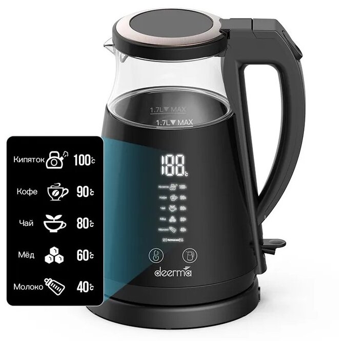 Электрический чайник deerma Electric Kettle DEM-SH90W Black - фотография № 7