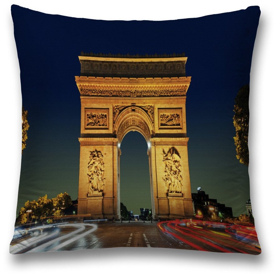 Наволочка декоративная на молнии, чехол на подушку JoyArty "Парижская арка" 45х45 см