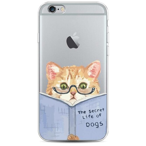 фото Силиконовый чехол "кот читает книгу" на apple iphone 6/6s / айфон 6/6s case place