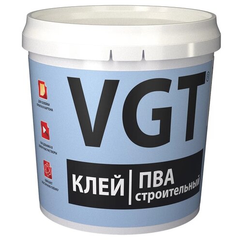 Клей ПВА VGT строительный, 1 кг клей пва vgt вгт водостойкий 1 кг