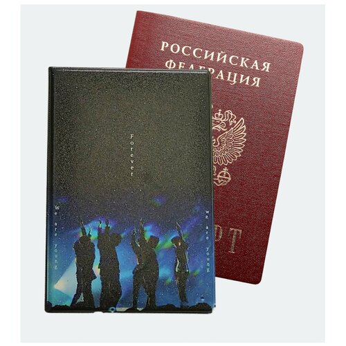 Обложка для паспорта ПВХ, k-pop принт BTS, двухсторонняя