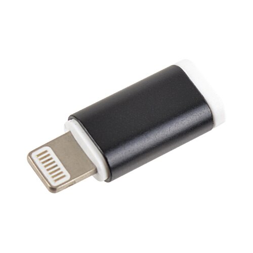 Переходник/адаптер ROBITON P13 microUSB - Lightning, 1 шт., черный универсальный шнур брелок usb apple 30pin apple 8pin mini usb 2 x micro usb robiton черный