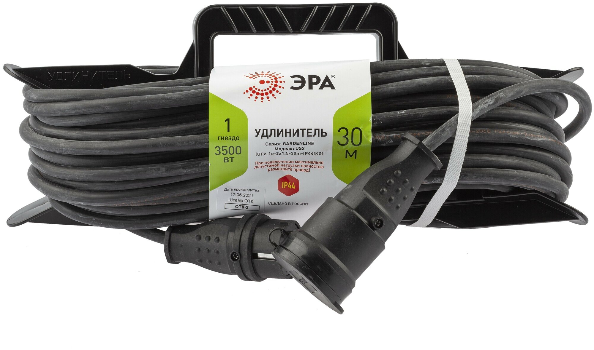 Удлинитель силовой ЭРА UFx-1e-3x1,5-30m-IP44(KG) на рамке с заземлением 1 розетка 30 м КГ 3х1,5мм2