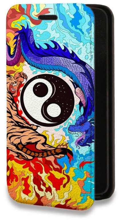 Дизайнерский горизонтальный чехол-книжка для Хуавей П Смарт 2021 / Huawei P Smart (2021) Инь-Ян