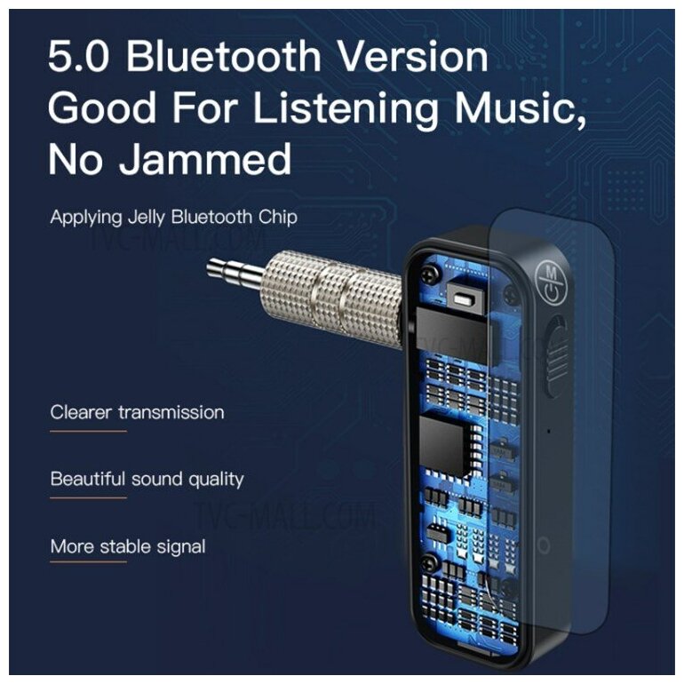 Bluetooth-приемник аудио адаптер Yesido YAU25 AUX 35mm 140 mAh Bluetooth 50 Черный