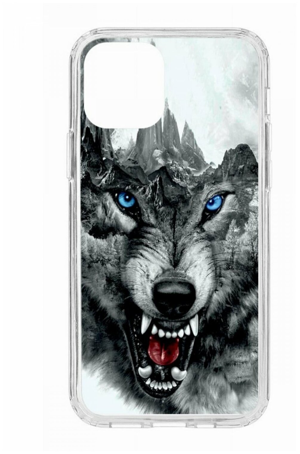 Чехол для iPhone 12/12 Pro Kruche Print Волк, противоударная пластиковая накладка с рисунком, защитный силиконовый бампер с принтом и защитой камеры