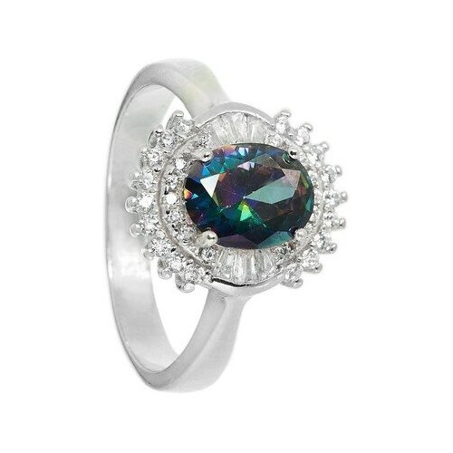 фото Серебряное кольцо 'клио' с мистическим топазом и фианитами серена-сильвер
