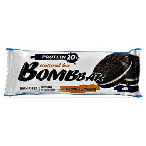 BOMBBAR протеиновый батончик 60 гр. со вкусом печенье-крем bombbar панкейк протеиновый со вкусом клубничный крем 40 гр