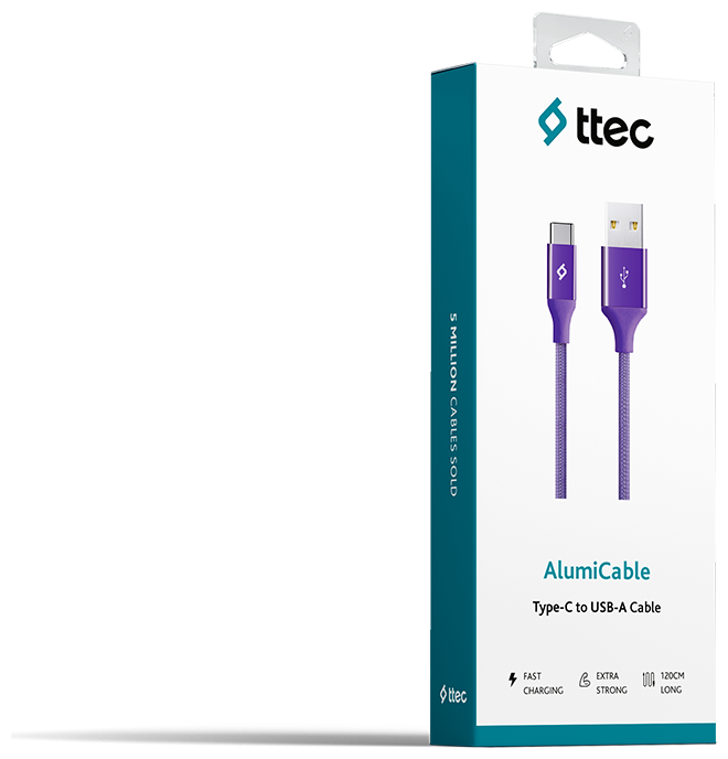 DATA-кабель ttec AlumiCable Type-C to USB-A 1.2м фиолетовый