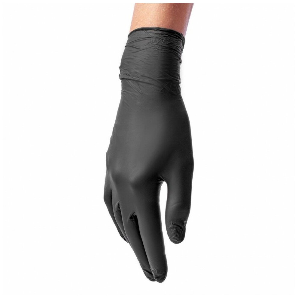 Перчатки нитриловые Benovy смотровые 50 пар (100 шт.), размер L, черные, Nitrile Chlorinated