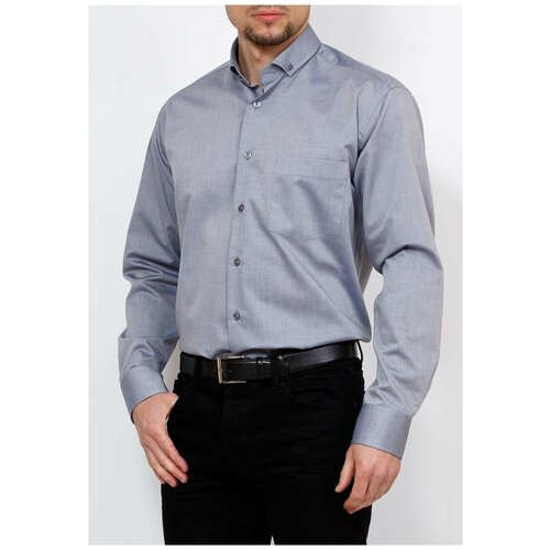 фото Рубашка мужская длинный рукав berthier heimo-30033/ comf-rb(0), прямой силуэт / сlassic fit, цвет серый, рост 174-184, размер ворота 40