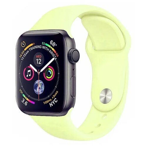 Cиликоновый ремешок для Apple Watch Series 1-8 и Ultra - 42/44/45/49 мм (эпл вотч), лимонный