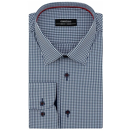 фото Рубашка мужская длинный рукав casino c225/157/3130/z/1p, полуприталенный силуэт / regular fit, цвет синий, рост 174-184, размер ворота 44