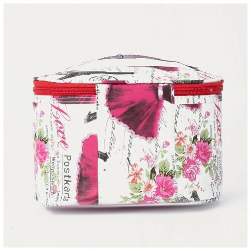 фото Косметичка на молнии, цвет белый/красный no name