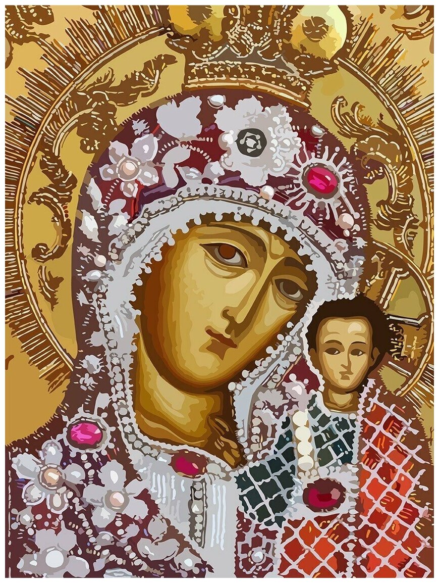 Картина по номерам на холсте икона (Богородица) - 8795 В 30x40