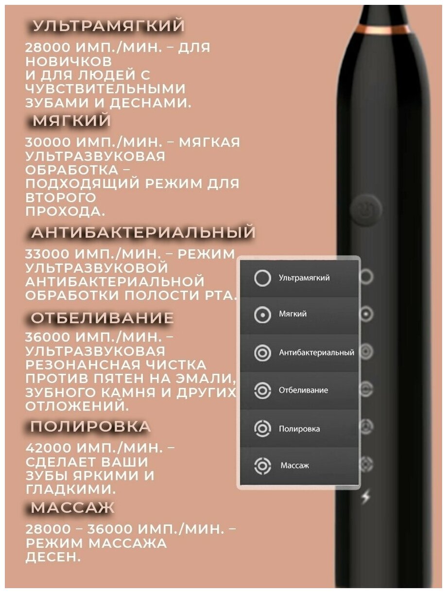 Электрическая зубная щетка НовинкиТоп Smarter X3 , черный матовый, черный - фотография № 3