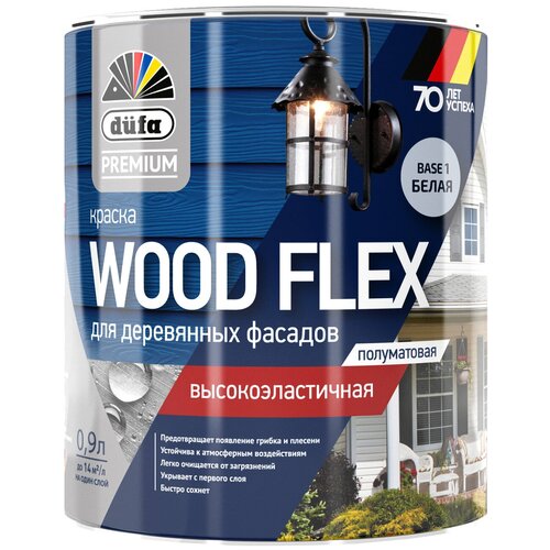 Краска акриловая Dufa Premium Woodflex для деревянных фасадов влагостойкая моющаяся полуматовая бесцветный 2.2 л