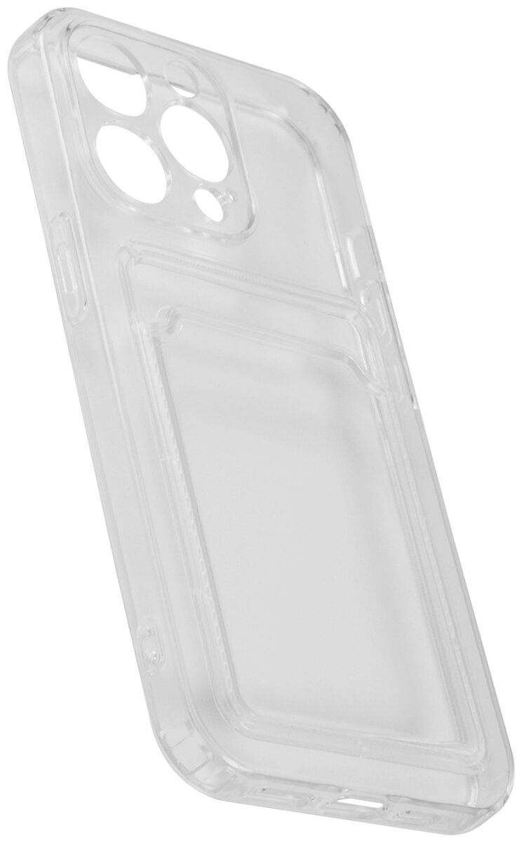 Защитный чехол-бампер с картхолдером на iPhone 13 Pro прозрачный/Накладка на Айфон 13 Про/Силиконовый чехол на iPhone 13 Pro/Накладка на смартфон/Apple/Эпл