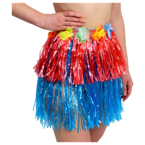 фото Гавайская юбка, страна карнавалия, 40 см, красно-синяя