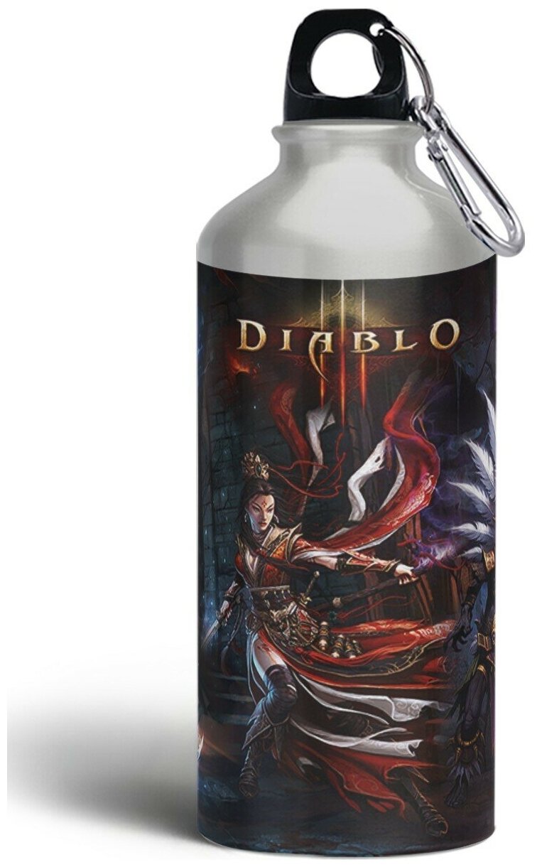 Бутылка спортивная,туристическая фляга, 500мл с карабином Diablo 3-5