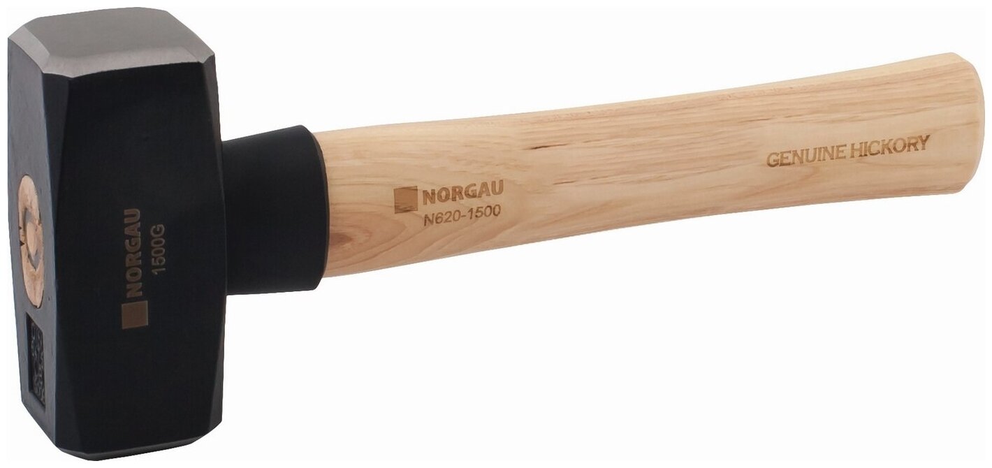 Кувалда NORGAU Industrial с бойком весом 1500 г и деревянной рукояткой из гикори, 280 мм