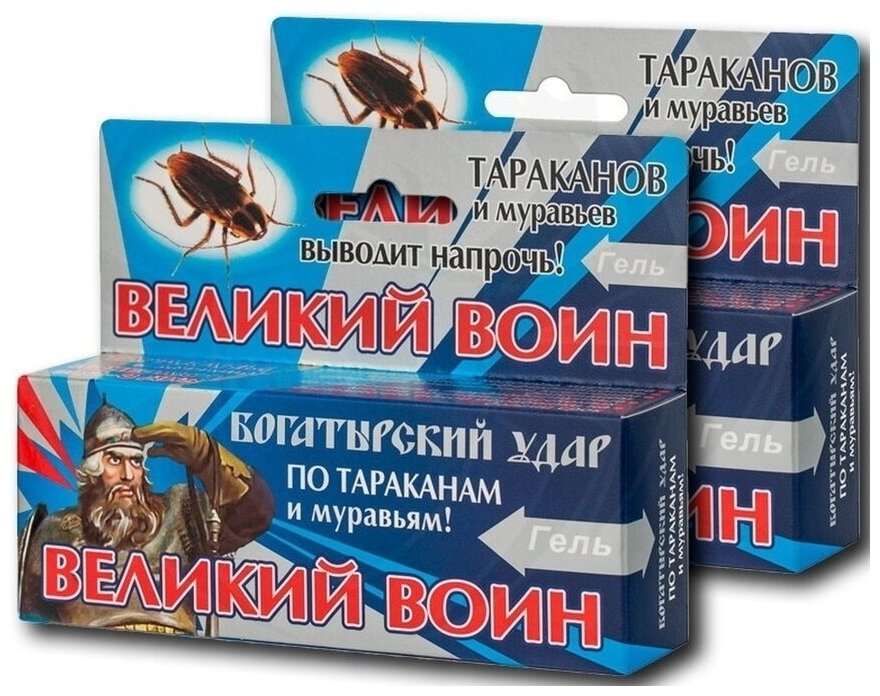 Великий Воин Богатырский удар профессиональный гель от тараканов 45 гр - 2 штуки