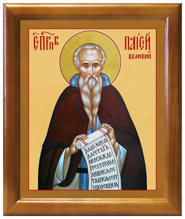 Преподобный Паисий Великий, икона в рамке 17,5*20,5 см