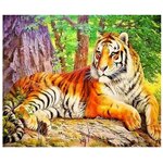 Картина по номерам на холсте и подрамнике 20x30 см / рисование по номерам / Тигрица отдыхает на солнышке - изображение