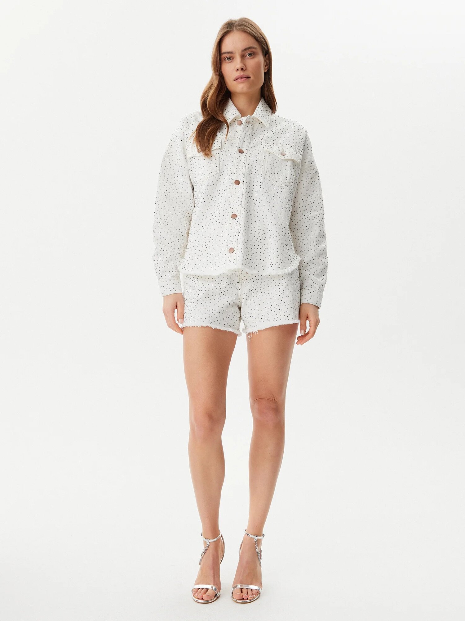 Куртка джинсовая GUESS WESTERN SHACKET, размер XL, белый — фото 1