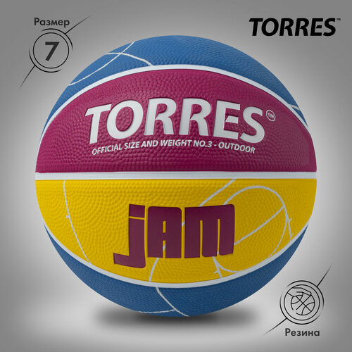 фото Мяч баскетбольный torres jam b023123, размер 3