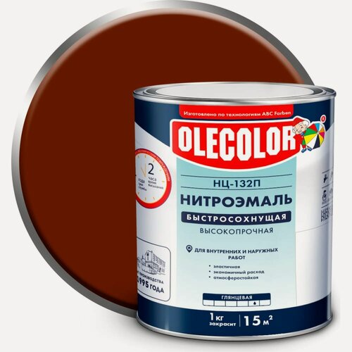 Изображение товара Эмаль OLECOLOR НЦ-132 красно-коричневый, 1.7 кг 4100003239