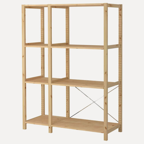 Изображение товара Cтеллаж деревянный напольный IKEA Ivar 134х50х179 см, 8 полок, сосна