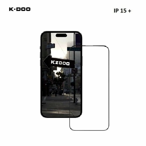 Стекло с тонкой рамкой для Iphone 15+ , KZDOO / K-DOO Full Glass Film, черный